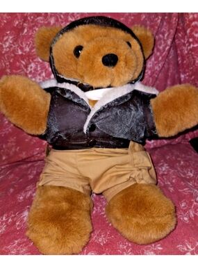 Vintage R.H. Macy 1992 Teddy Bear Motorcycle Clothing 17 Inches *Read Descriptio